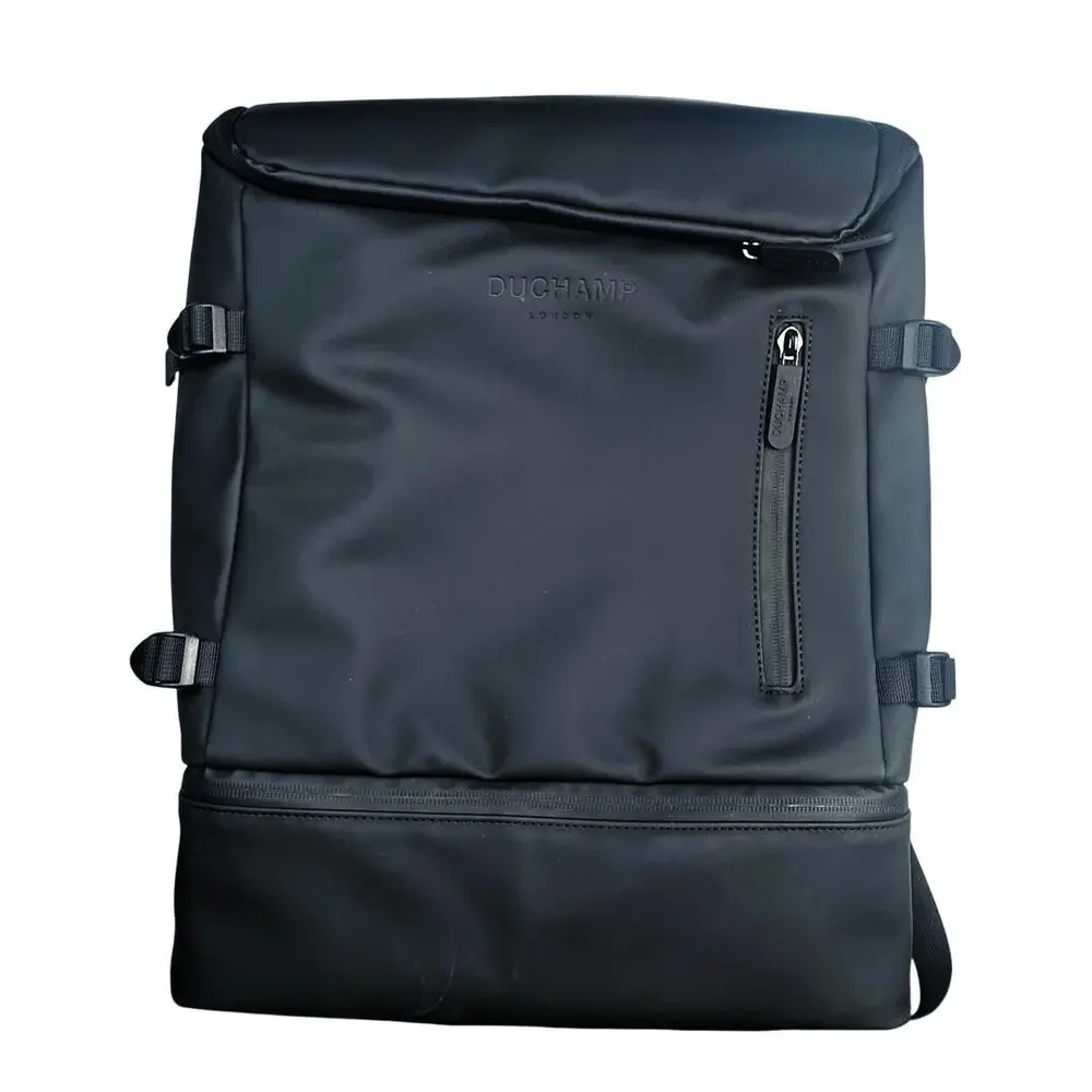 Duchamp London | Men | Black Rubberized Commuter Utility Travel Laptop Backpack